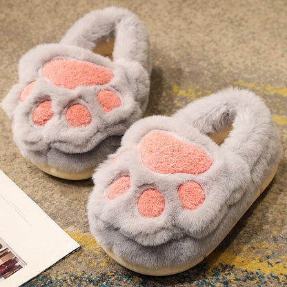 Fluffy Plush Cat Claw Slippers