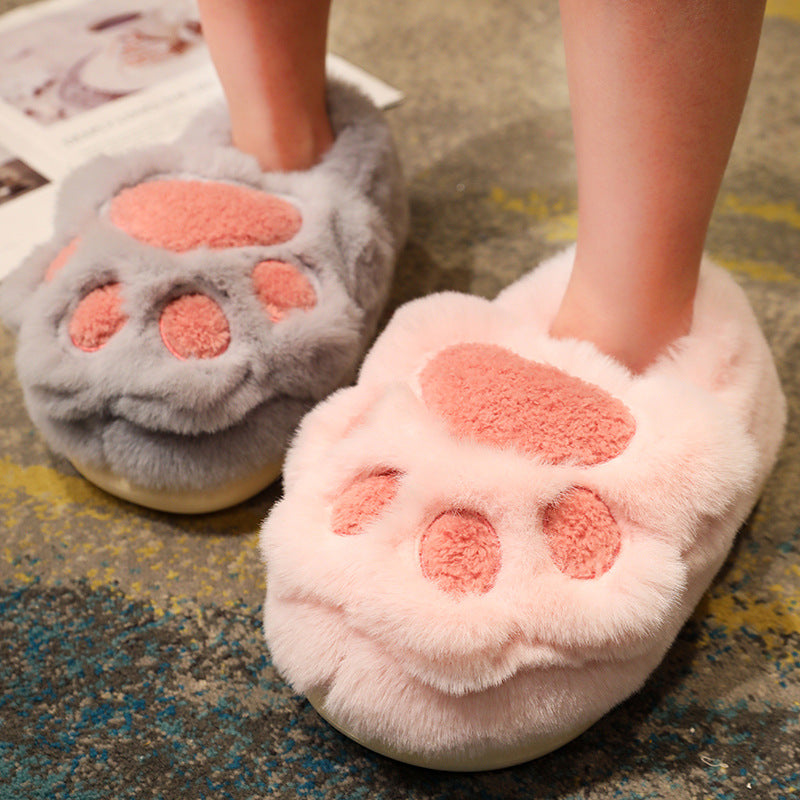 Fluffy Plush Cat Claw Slippers