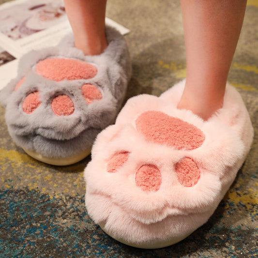 Fluffy Plush Cat Claw Slippers