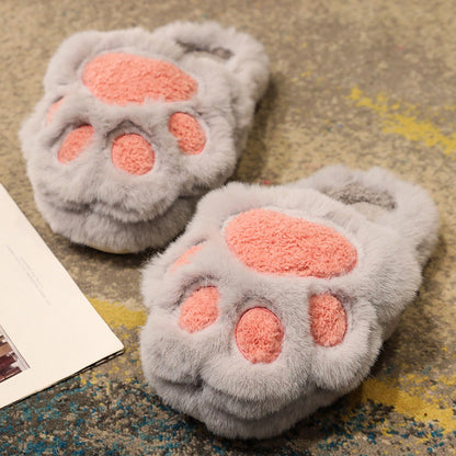 Fluffy Plush Cat Claw Slippers